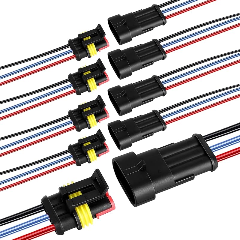 2 Pin Waterproof Wire Connector, 18AWG 10cm Male and Female Wire Connector Suitable for Car, Truck, Boat, and Various Applications (5 Pack)