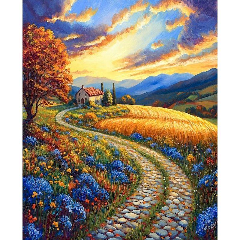 CHENISTORY Coloring By Numbers Flower Frame Painting By Numbers Landscape On Canvas DIY Home Decoration DIY Gift