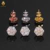 Low MOQ  Hip Hop Jewelry Moissanite Iced Out Flower Earrings 10mm Iced Out Moissanite 925 Silver Stud Earrings Jewelry