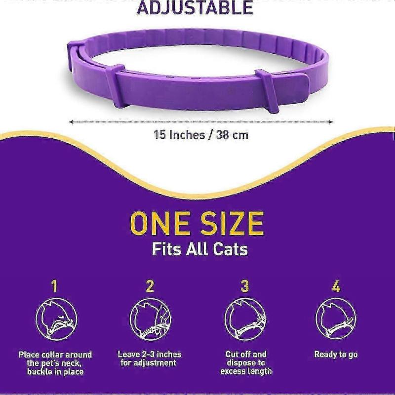2026 New 4-Pack Cat Calming Collar, Anxiety Relief for Cats, Adjustable Soothing Necklace, Purple