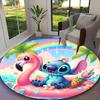 Stitch Donut Pastel Pink Blue Rug Ideal for Reading Room, Multi-purpose Office Chair Sofa Carpet, Anti-slip Printed Home Round Rug