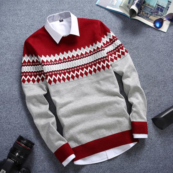 Herbst Winter Herren Pullover Slim Fit Rundhals Langarm Guter Griff Strickware Kältefest Feinstrickpullover für den täglichen Gebrauch