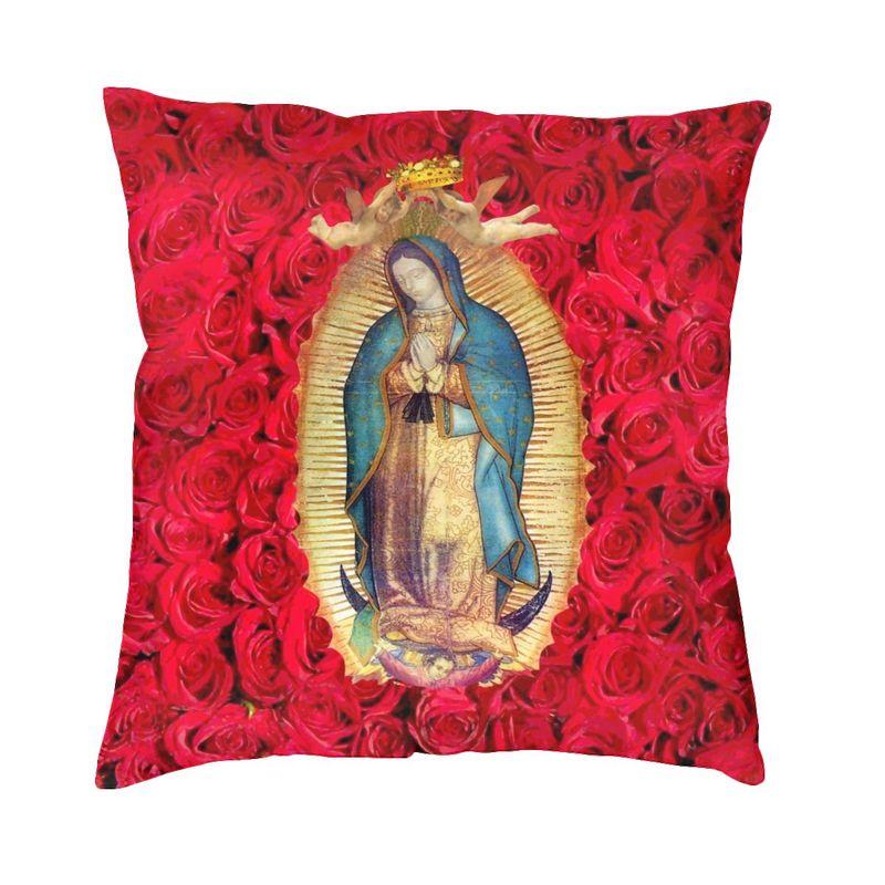 Virgin Of Guadalupe Square Pillow Cover Home Decorative Mexico Catholic Virgin Mary Cushion Cover Throw Pillow for Car Printing