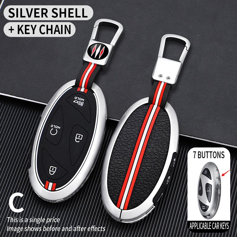 5 7 Buttons Zinc Alloy + Silicone Car Key Case Cover For Hyundai Kona Ev Grandeur GN7 IONIQ 6 2025 2025 Remote Key Protect Shell
