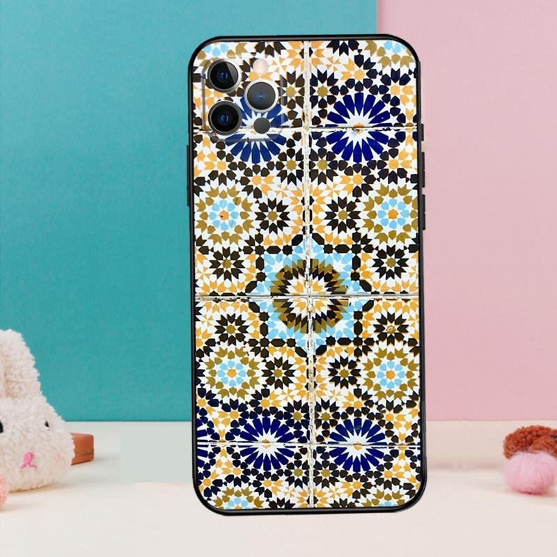 

Moroccan Tile Case For iPhone 14 13 12 11 15 16 Pro Max X XR XS Max 14 Plus Soft Back Cover iPhone 16 Pro