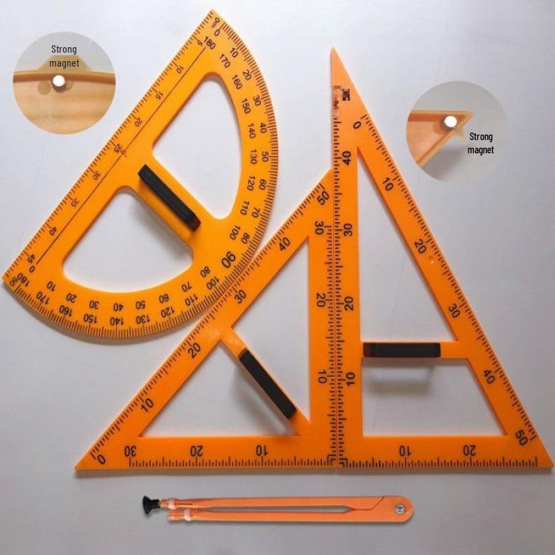 Magnetisches Lehrer-Set: Winkel, Lineal, Winkelmesser mit Griff
