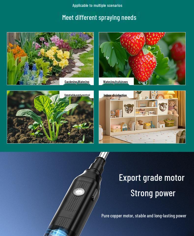 Pulverizador Elétrico de Alta Capacidade para Pomares - 5L/8L, 6 Opções de Bico, Ideal para Pesticidas e Rega de Flores
