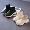 High-top Knitted Flying-knitted Children's Fashion Socks and Shoes 2025 Spring Girls' Shoes Single Shoes Medium and Older Children's Elastic Sports