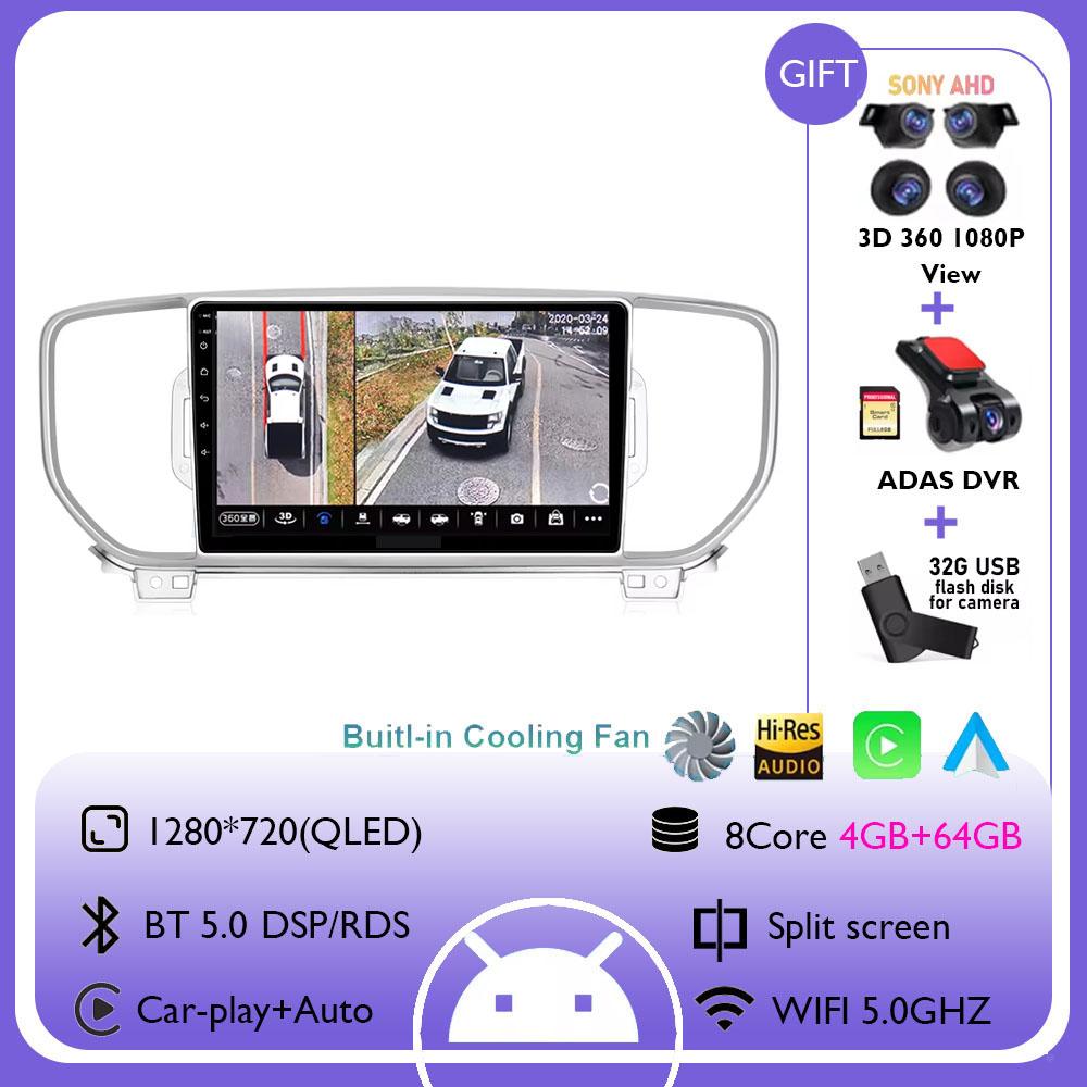 9" Android 14 Car Radio Carplay For Kia Sportage 4 QL 2016 2017 2018 2019 Navigation GPS Multimedia Player Stereo wifi+4G Auto