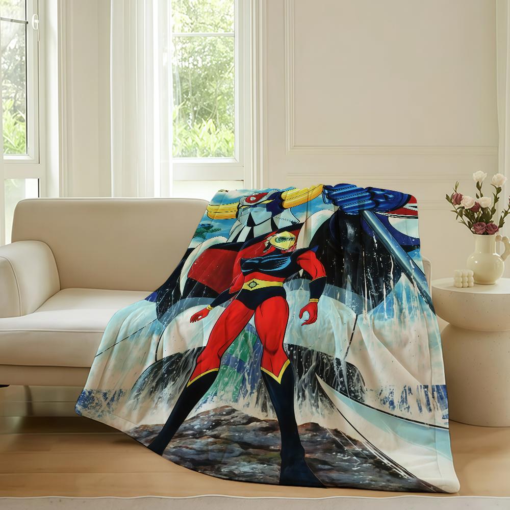 Adventure anime G Grendizer Blanket For Sofa Office Bed Plane Travel Sleep Read Relax Camping Soft And Warm