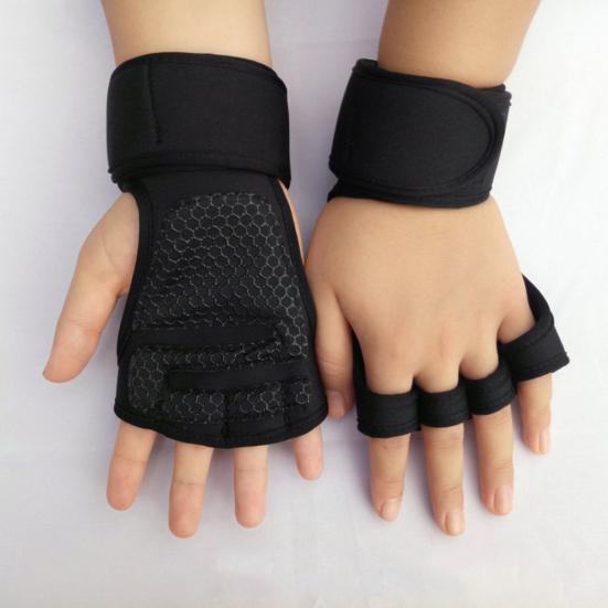 Men Women Gym Fitness Weightlifting Half Finger Anti-skid Glove with Wrist Wrap