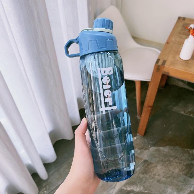 1L Water Bottle with Time Scale Fitness Outdoor Sports Water Bottles with Straw Transparent Leakproof Motivational Sport Cup