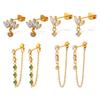 Sweet & Spicy Heart-Shaped Chain Ear Studs: Versatile European & American Cool Girl Style Earrings