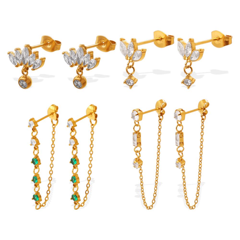 Sweet & Spicy Heart-Shaped Chain Ear Studs: Versatile European & American Cool Girl Style Earrings