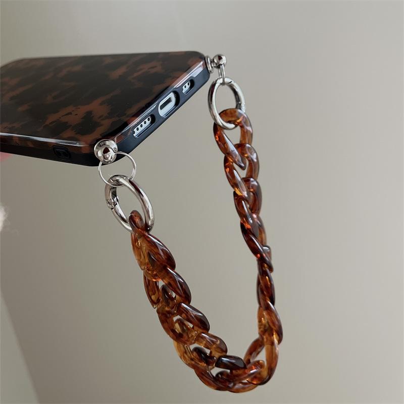 Retro Amber Leopard Print Lanyard for iPhone11Promax Apple 11 Mobile Phone Case 11 Simple 11 Female 11 Soft