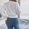Women's Fashion Solid Color Cable-knit Long-sleeved Waist Pullover Sweater