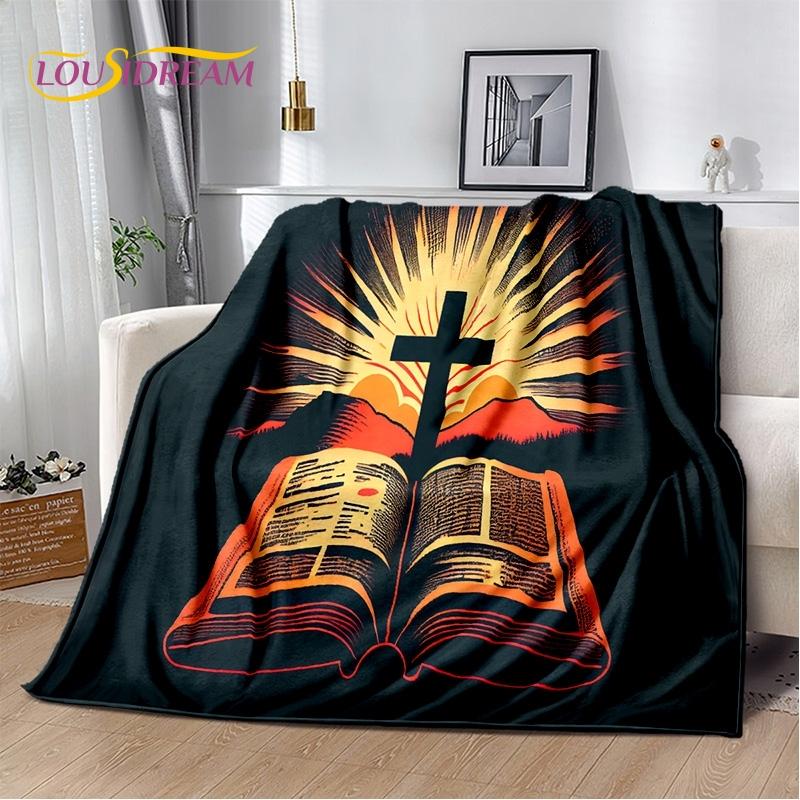 New 3D Pray Holy Bible Cross Jesus Soft Blankets,Keep Warm Throw Blanket Comfortable Blanket for Picnic Beds Sofa Home Bedroom