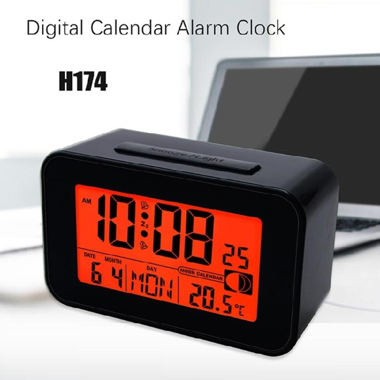 Elegant LCD Alarm Clock with Bright Backlights Multiple Alarms Calendar and Temperature Display for Bedsides Table