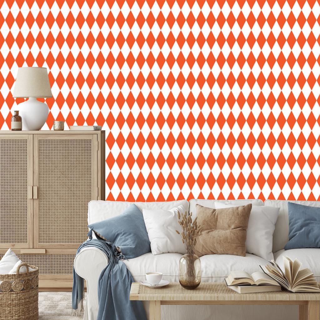 Harlequin Diamonds Wallpaper Peach and White for Living Room and Bedroom 50x1000