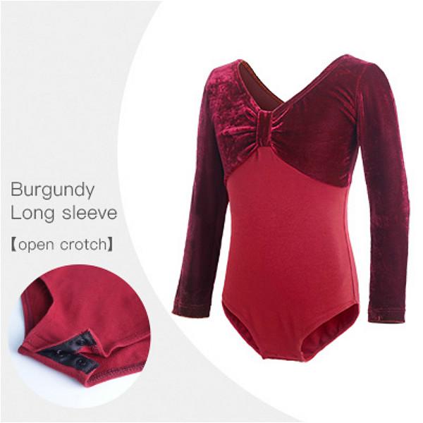 Girls Velvet Dance Leotards for Kids Ballet Gymnastics Lace Bodysuits Dancewear