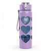 1PC Stacked Multi Shade Blue Heart Print 750ml Color Plastic Sports Water Bottle Leakproof Flip Straw Lid Suitable for Sports Office Home Use
