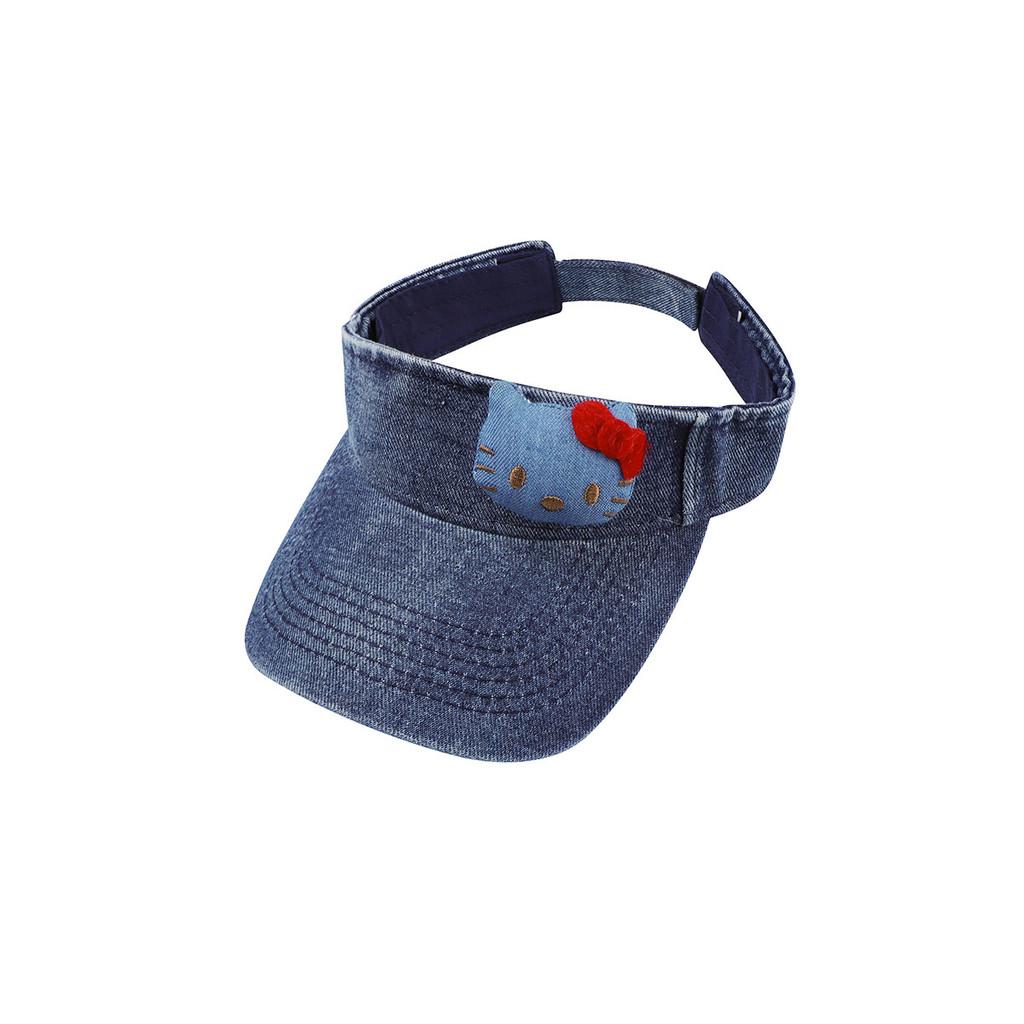 Stylish Adjustable Sun Hat With Cute Cartoon Cat Print Breathable Cap Denim
