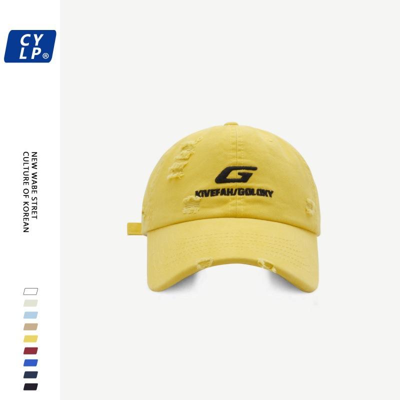 Old Ripped Hip Hop Baseball Cap for Men and Women Korean Style Brand G Letter Embroidery Fashionable Baseball Cap Showing Face