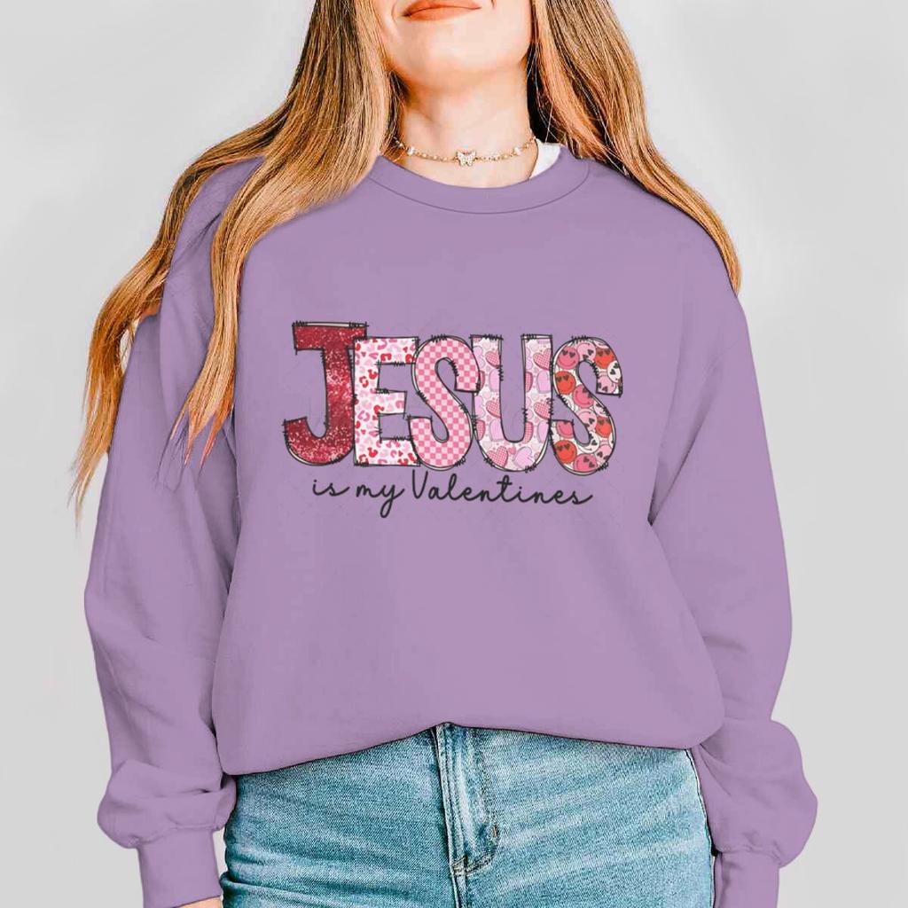 Jesus Is My Valentine Graphic Sweatshirts Women Love Jesus Christian Gifts Pullover Tops Religious Valentines Day Clothing
