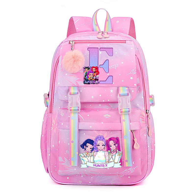 Anime Cartoon Letter Print Small Fresh Rainbow Backpack Korean Version Trend Student Large Capacity Schoolbag