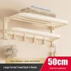 Yipan No-Drill Space Aluminum Bathroom Shelf with Folding Towel Bar
