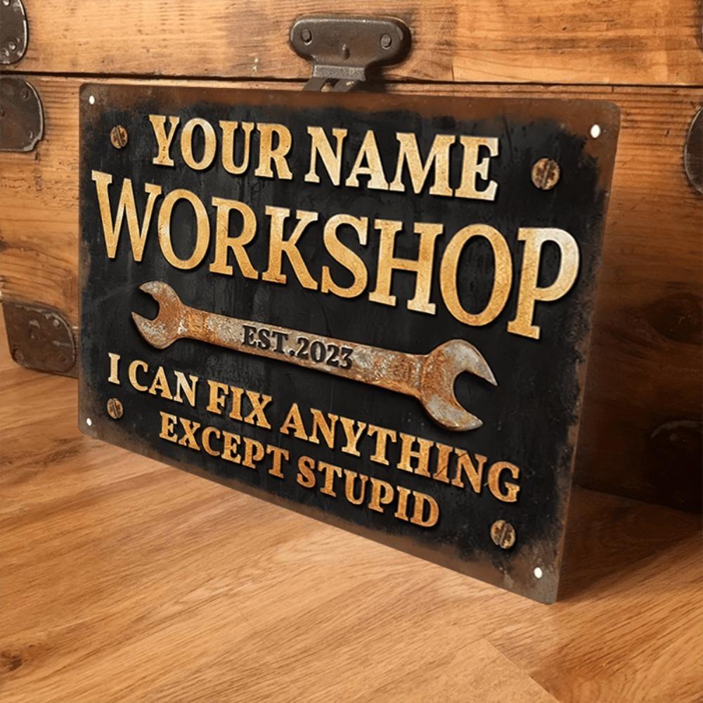 Custom 8x12 Inch Aluminum Garage Sign Retro Nameplate Mechanic Gift Wall Decor