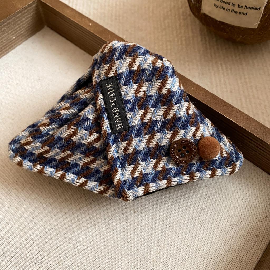 Retro autumn and winter fabric plaid button triangle hairpin exquisite shark clip hair accessories headgear women