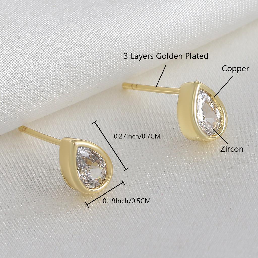 Waterdrop Stud Earrings for Women, Office Wear Ear Bar Studs, Simple and Small, Elegant and Sophisticated Ear Jewelry Accessory