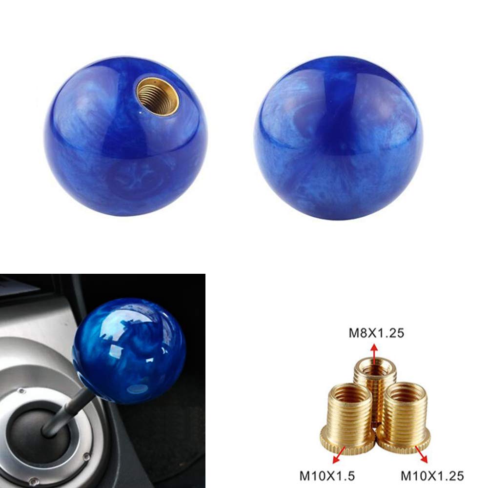 JINGLINGKJ Pearl Shift Round Ball Pearl Gear for Includes 3 1 Piece Knob, Type, Knob, Universal, AT/MT Cars, Adapters, (Blue)
