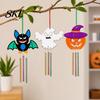 Hängende Glocken Bastelset Halloween Windspiel Bastelset für Kinder Erwachsene, DIY Holz Geist Kürbis Fledermäuse Hexe Glocken Skelett Grabstein Spinne