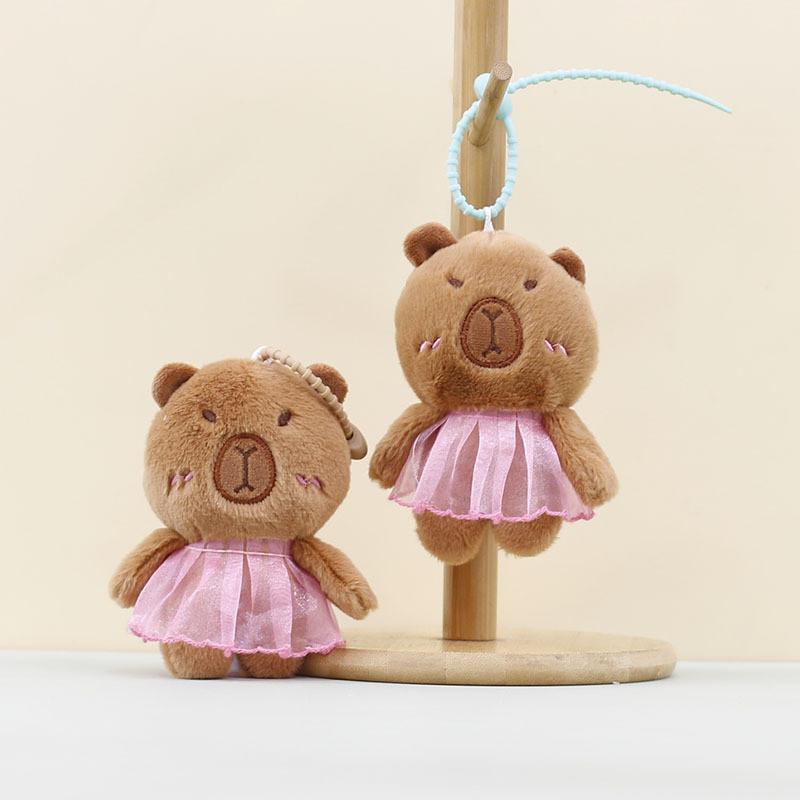 Cartoon Cute Capybara Animal Plush Keychain Soft Pp Cotton Filling Keys Bags