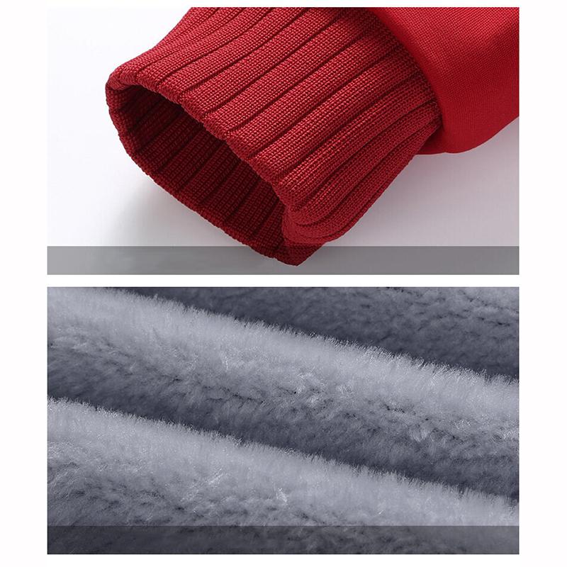 Autumn Winter Men's Casual Sports Suit Hooded Cardigan Plus Velvet Jacket Thick Sweater