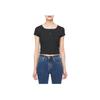 Calvin Klein Solid Color Square Neck Short Sleeve T-Shirt Women Tops Black J223905-BEH
