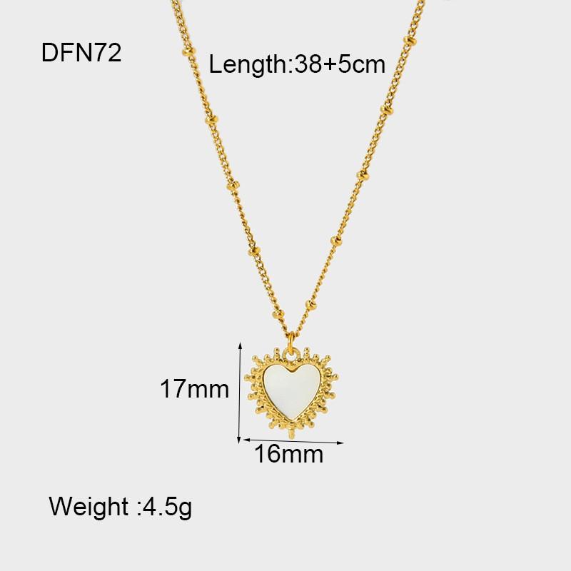 Ins Light Luxury Peach Heart White Fritillary Pendant Necklace Women's Stainless Steel Geometric Plated 11k Gold Niche Waterproof Jewelry