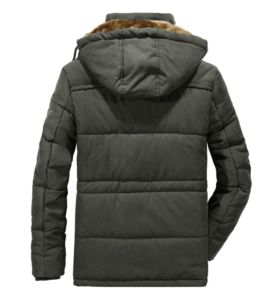 Winter Fur Hooded  windproof Coat Pockets Fleece metal zipper Men  Thick Warm Jacket