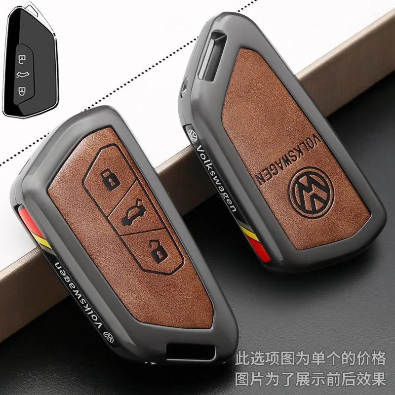

New Zinc Alloy Car Key Case Cover Protector Shell Holder For VW Volkswagen Golf 8 ID.3 ID.4 Skoda Octavia A8 MK4 MK8 2022 2