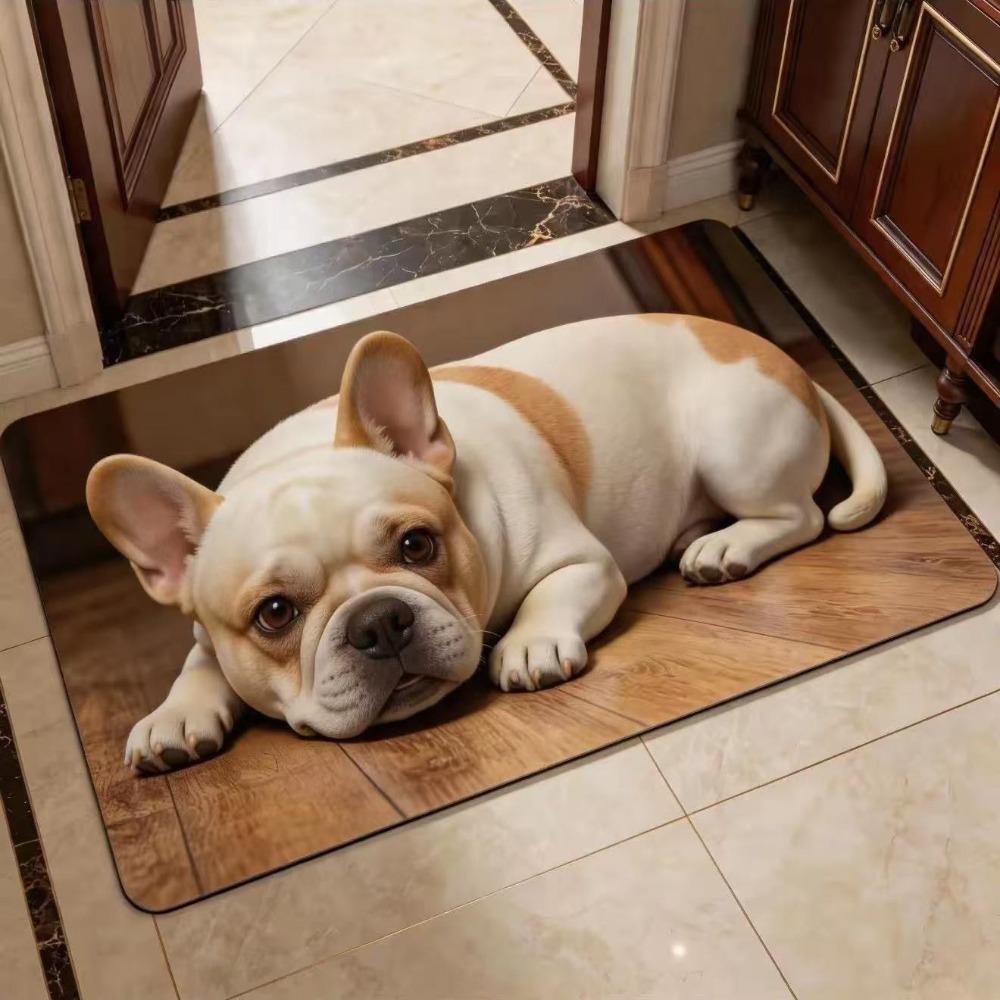 Quick-dry Dog Pattern Doormat Diatomite Bathroom Floor Mat Cute Diatomite Bath Rug  Entryway