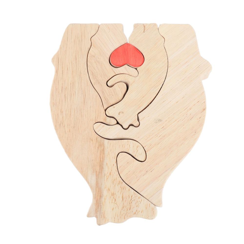 4.72x5.91x0.79in Beech Wood Bear Puzzle Ornament  Cabinet Surface Layout Craft