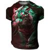 Flame Animal Pattern 3D Printing Fashion Men's Outdoor Sports Short Sleeve T-shirt Plus Size Men's Shirt Casual Personality Tren