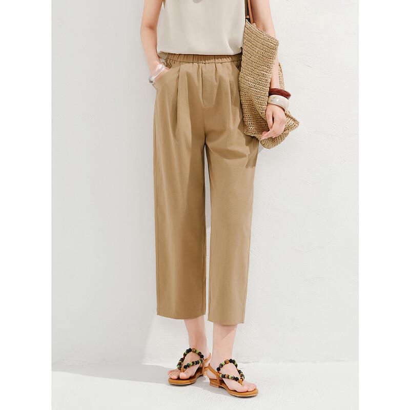 Anna Kou Damen Elastische Taille Cropped Tapered Hose