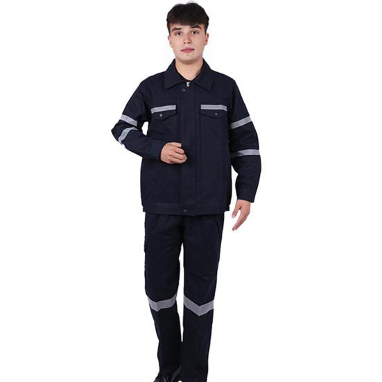 

Yousheng 2 шт./комплект Сварочная рабочая одежда С отложным воротником С длинным рукавом На молнии Куртка Комплект из длинных брюк Светоотражающие полосы Высокоинтенсивная рабочая одежда M темно-синий