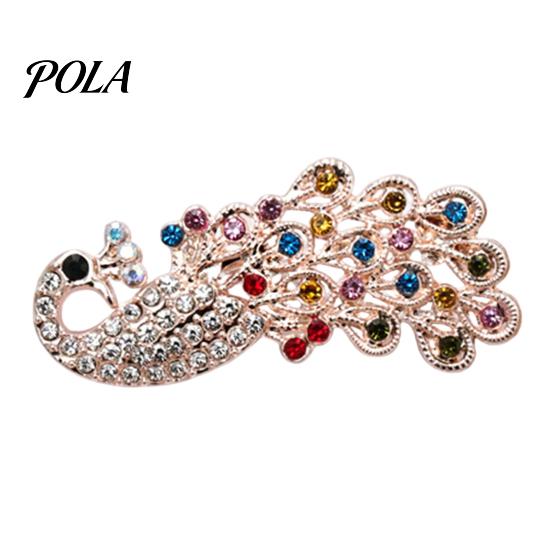 Colorful Peacock Jewelry Rhinestone Brooch Pin, Animal Shape Alloy Lapel Sweater Secure Clasp Cardigan Coat Clothing Accessories, Gift for Women