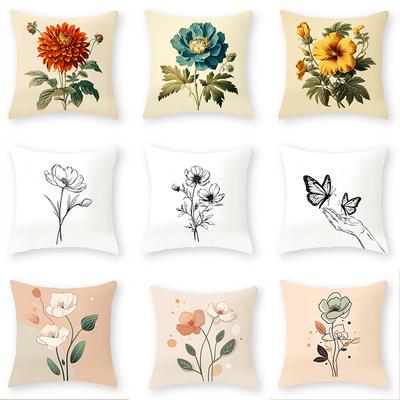 New Flower Series Pillowcases Simple Sofa Decorative Pillows Car Seat Cushions