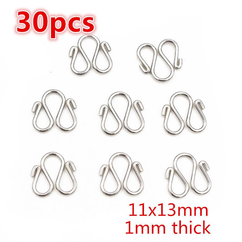 30-50Pcs Stainless Steel Gold Color W/S Shape End Clasps Hooks Chain Connectors For Bracelet Necklace DIY Jewelry Making