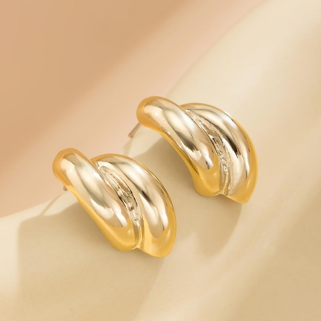 Simple earrings season glossy temperament alloy stud earrings women's earrings elbow C-shaped earrings